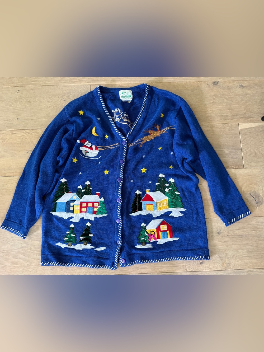 Quacker Factory cottagecore Christmas cardigan embroidered holiday winter - 1X